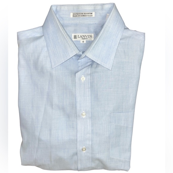 Lanvin Paris Short Sleeve Blue Button Down Shirt - Picture 6 of 9